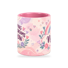Blush Rainbow Promise Teacher Mug – 320ml — center view on a transparent background