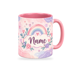 Blush Rainbow Promise Teacher Mug – 320ml — right view on a transparent background