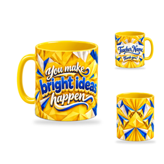 Bright Ideas Mug – 320ml, Yellow ceramic mug, opposite-side of the Teacher’s Day artwork