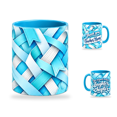 Brighter Chapter Mug – 320ml, Light Blue ceramic mug, centre-pattern of the Teacher’s Day artwork
