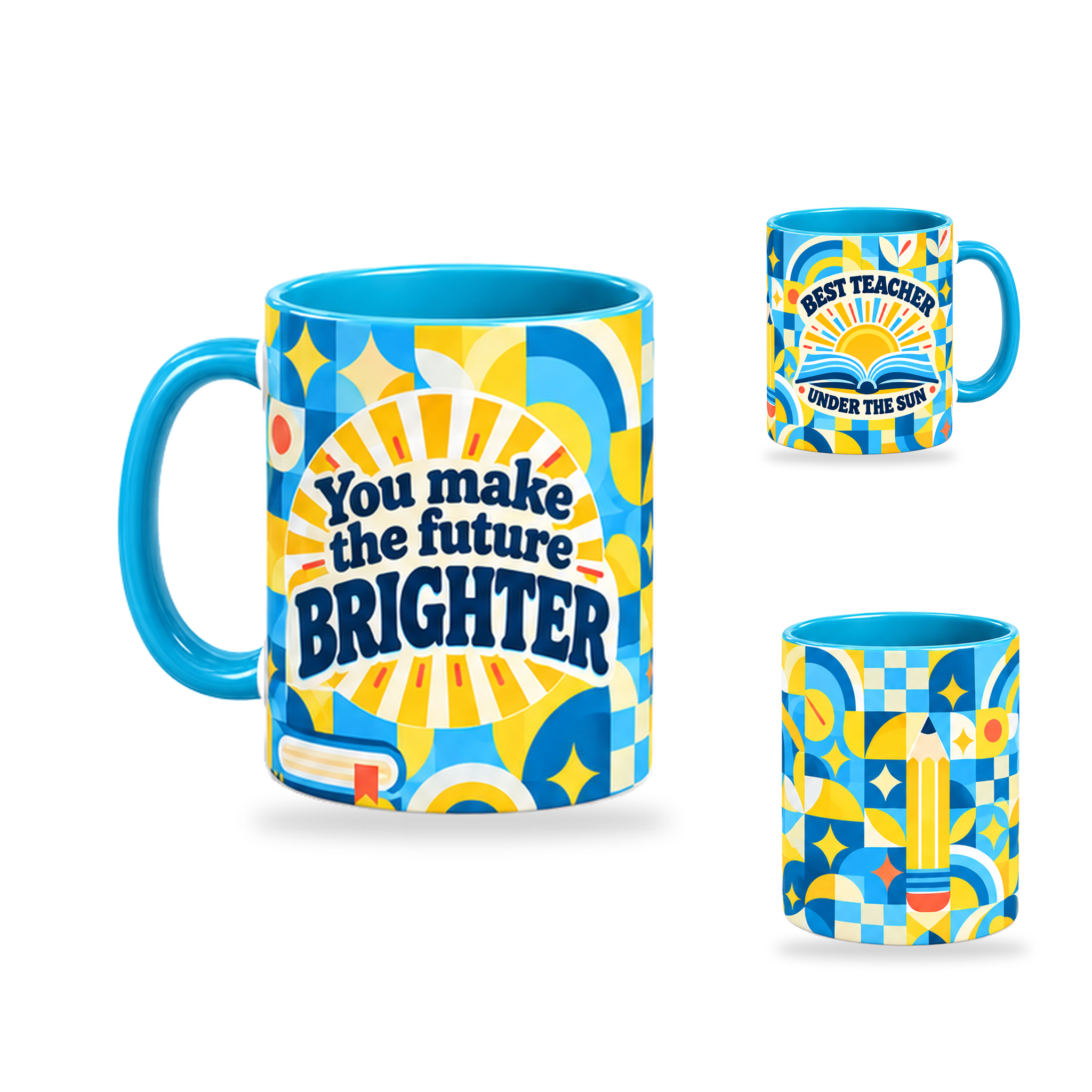 Brighter Future Mug – 320ml, Light Blue ceramic mug, opposite-side of the Teacher’s Day artwork