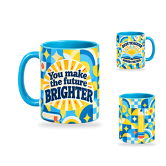 Brighter Future Mug – 320ml, Light Blue ceramic mug, opposite-side of the Teacher’s Day artwork
