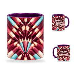 Brilliant Discoveries Mug – 320ml, Purple ceramic mug, centre-pattern of the Teacher’s Day artwork