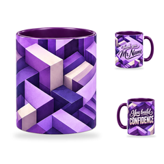 Building Confidence Mug – 320ml, Purple ceramic mug, centre-pattern of the Teacher’s Day artwork