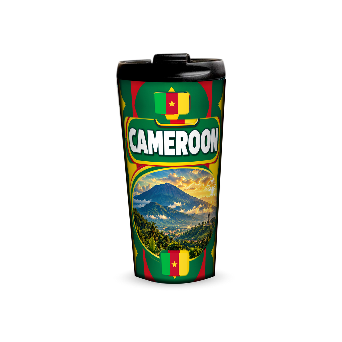 Cameroon 480ml tumbler front view with country design