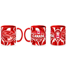 Canada Mug – 320ml — three matching angles together on a white background with a soft shadow