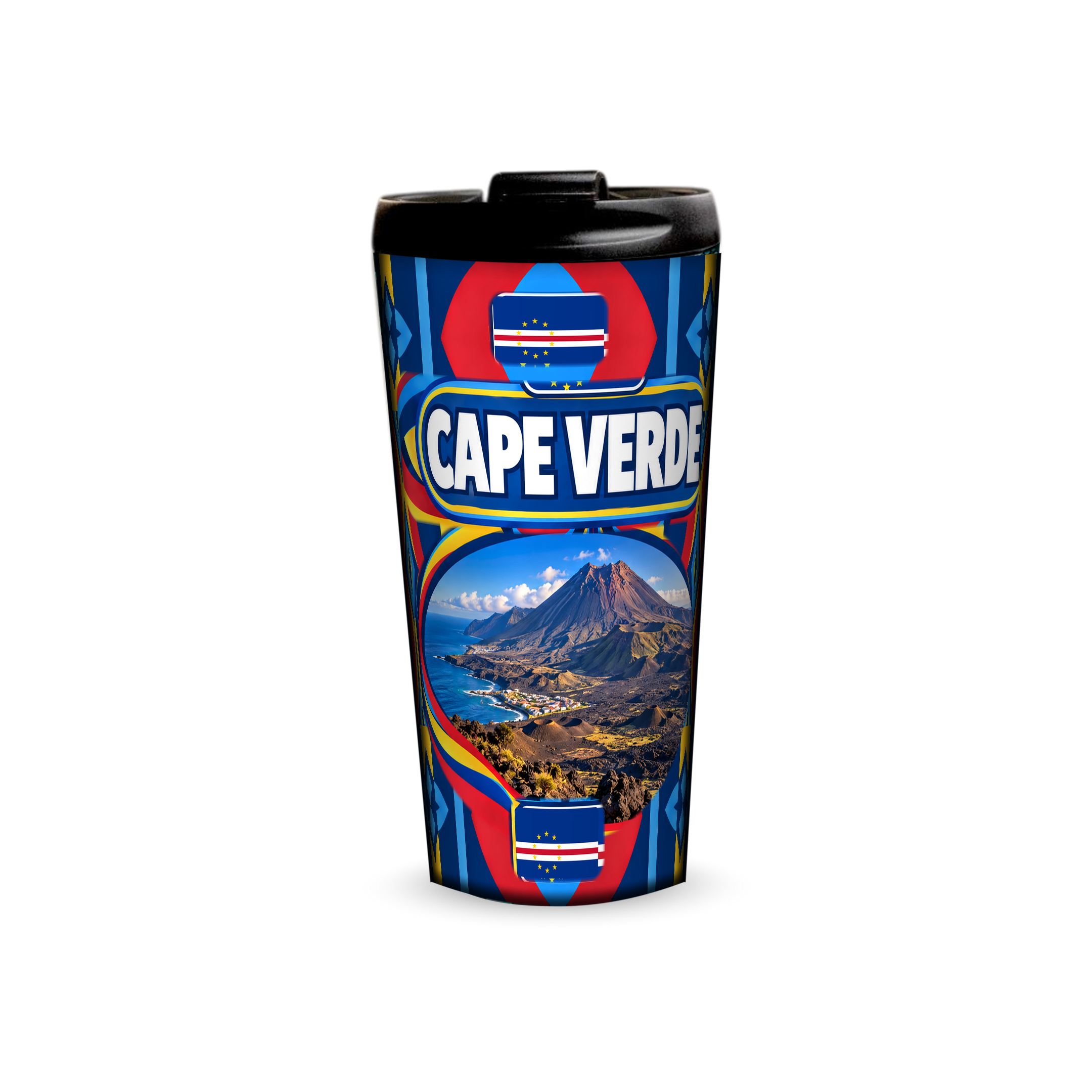 Cape Verde 480ml tumbler front view with country design