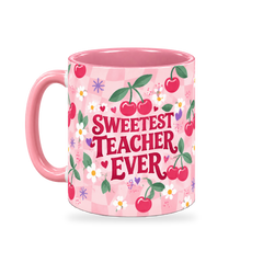 Cherry Sweet Teacher Mug – 320ml — left view on a transparent background