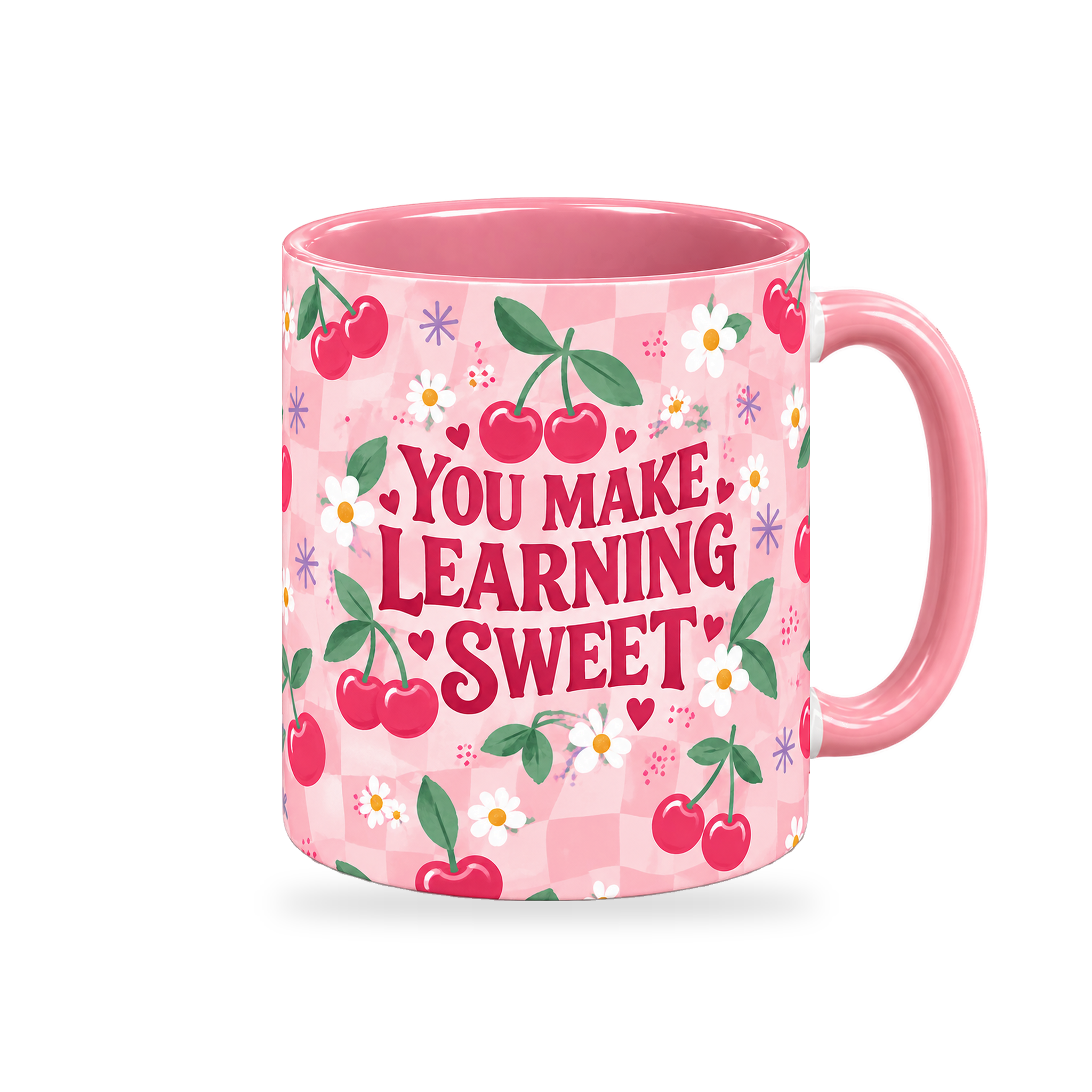 Cherry Sweet Teacher Mug – 320ml — right view on a transparent background