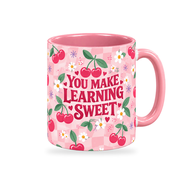 Cherry Sweet Teacher Mug – 320ml — right view on a transparent background