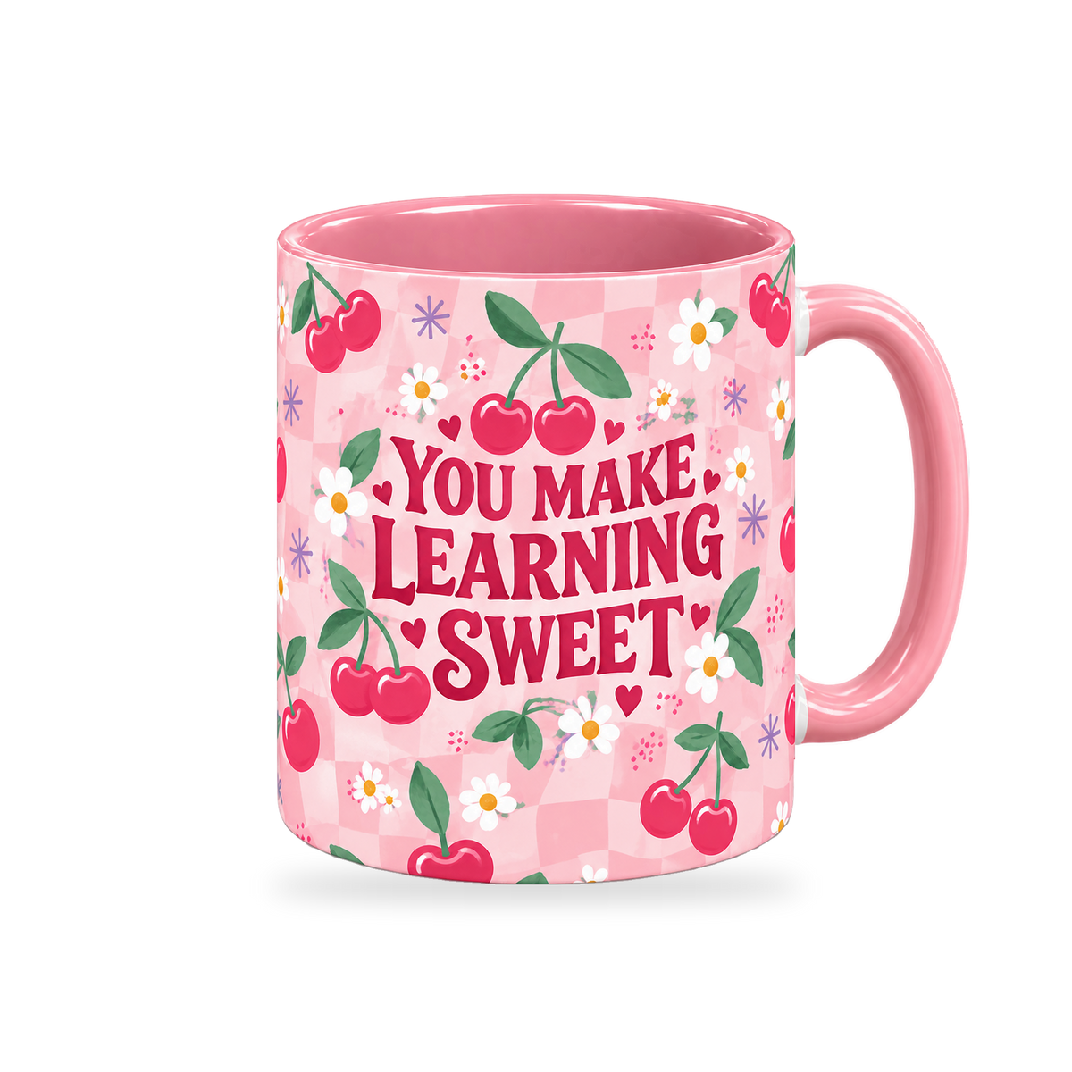 Cherry Sweet Teacher Mug – 320ml — right view on a transparent background