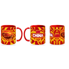 China Mug – 320ml — three matching angles together on a white background with a soft shadow