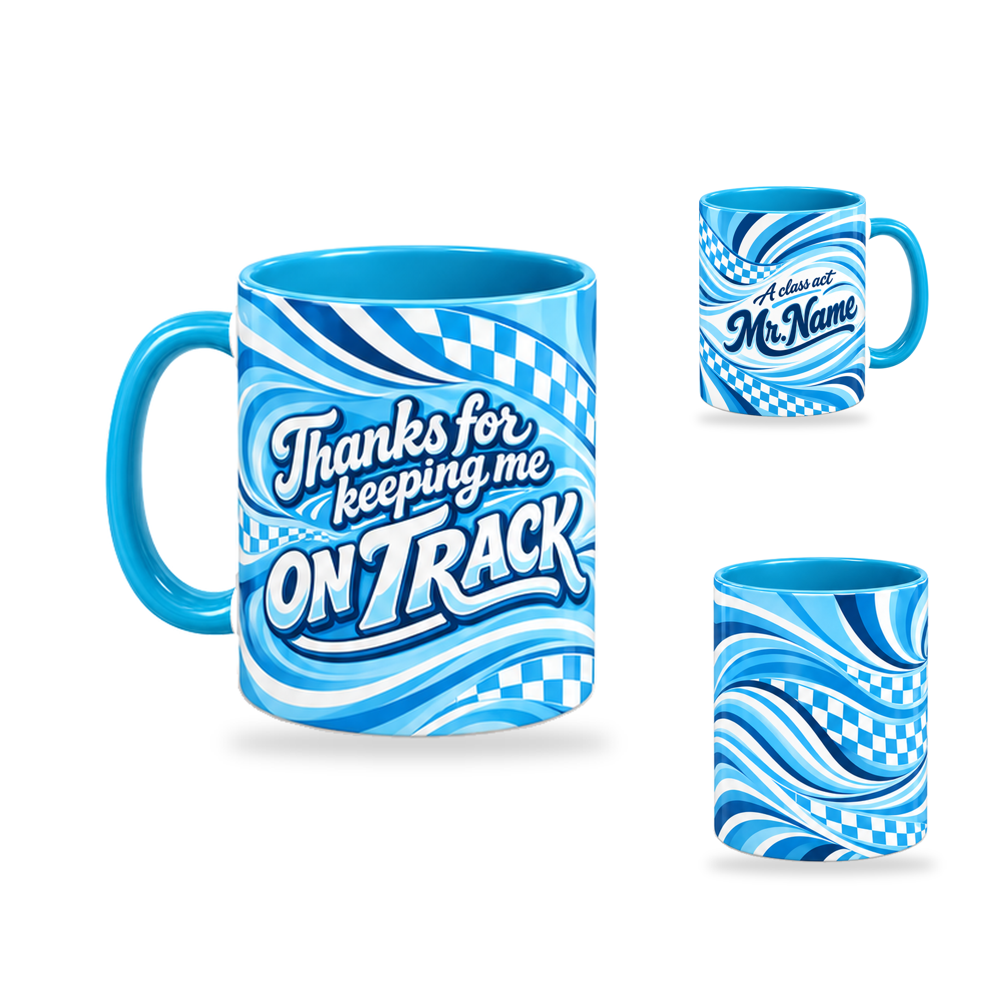 Class Act Mug – 320ml, Light Blue ceramic mug, opposite-side of the Teacher’s Day artwork