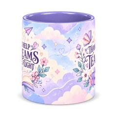 Clouds of Possibility Teacher Mug, light purple – centre view of the full-wrap pattern