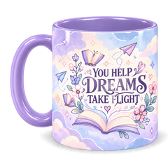 Clouds of Possibility Teacher Mug, light purple – handle on the left, YOU HELP DREAMS TAKE FLIGHT
