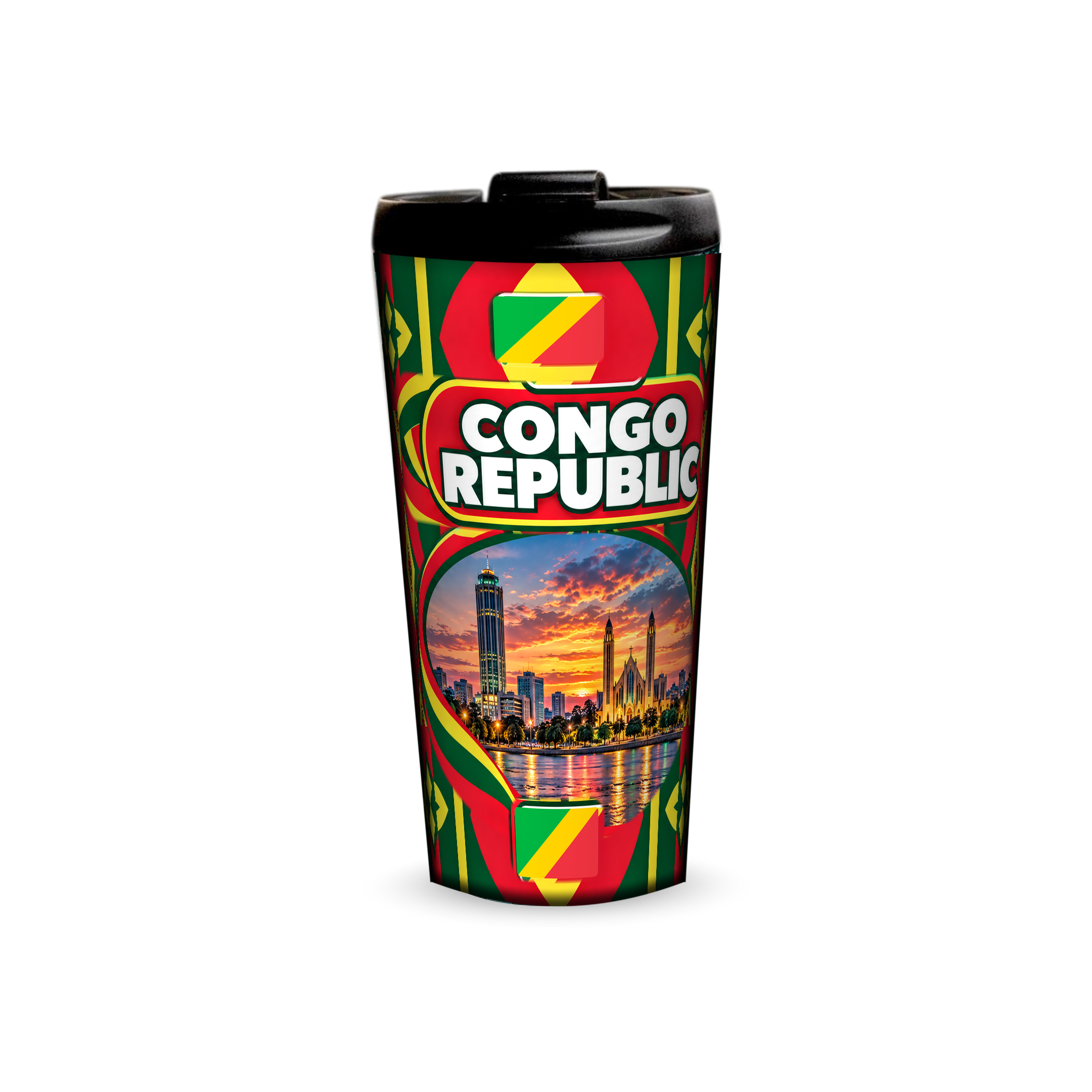 Congo Republic 480ml tumbler front view with country design