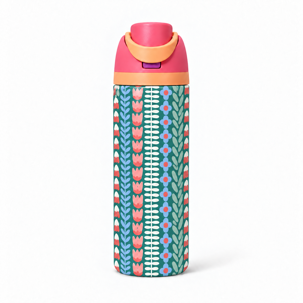 Coral Tulip Free Sip Bottle 720ML with Pink-Orange lid - full wrap bottle