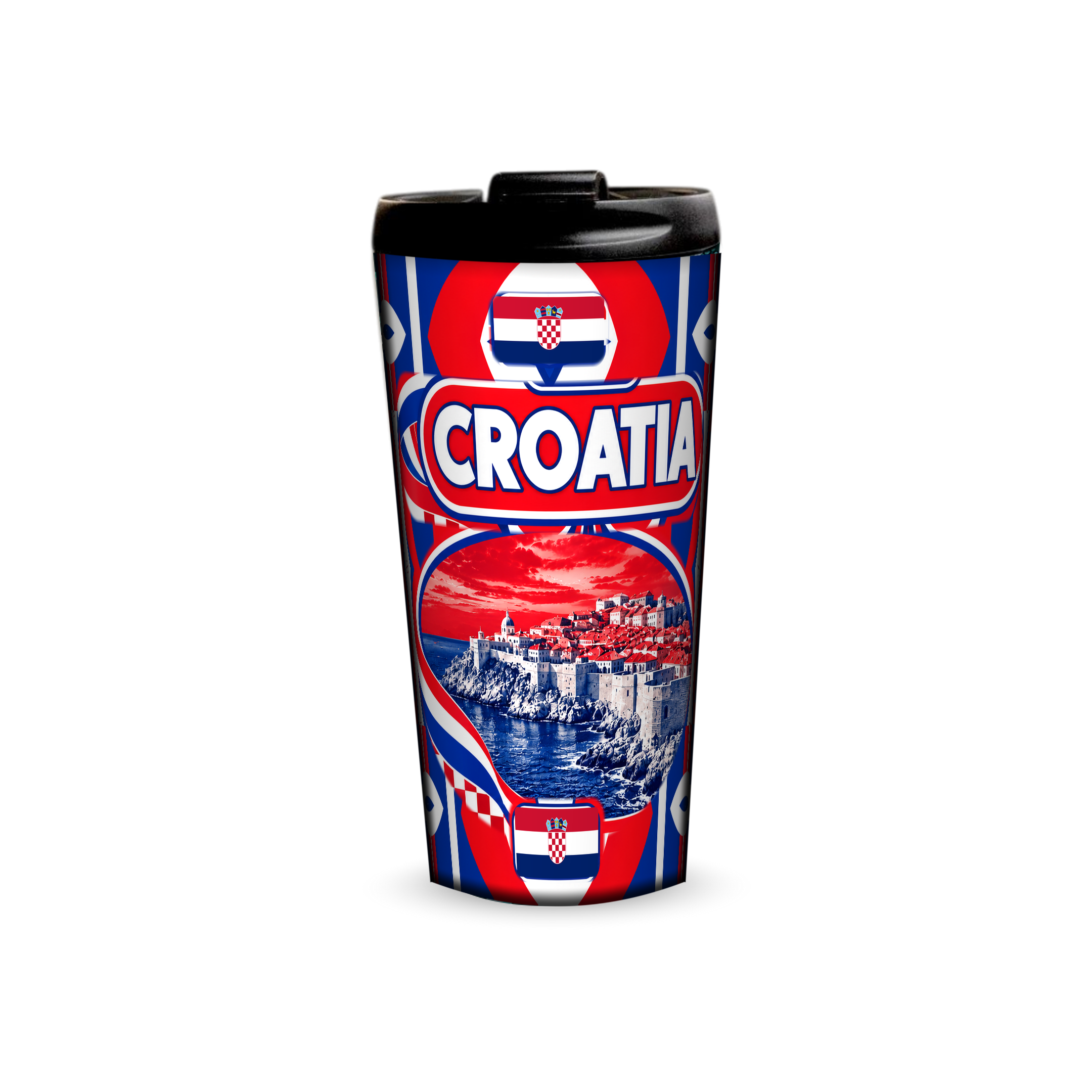 Croatia 480ml tumbler front view with country design