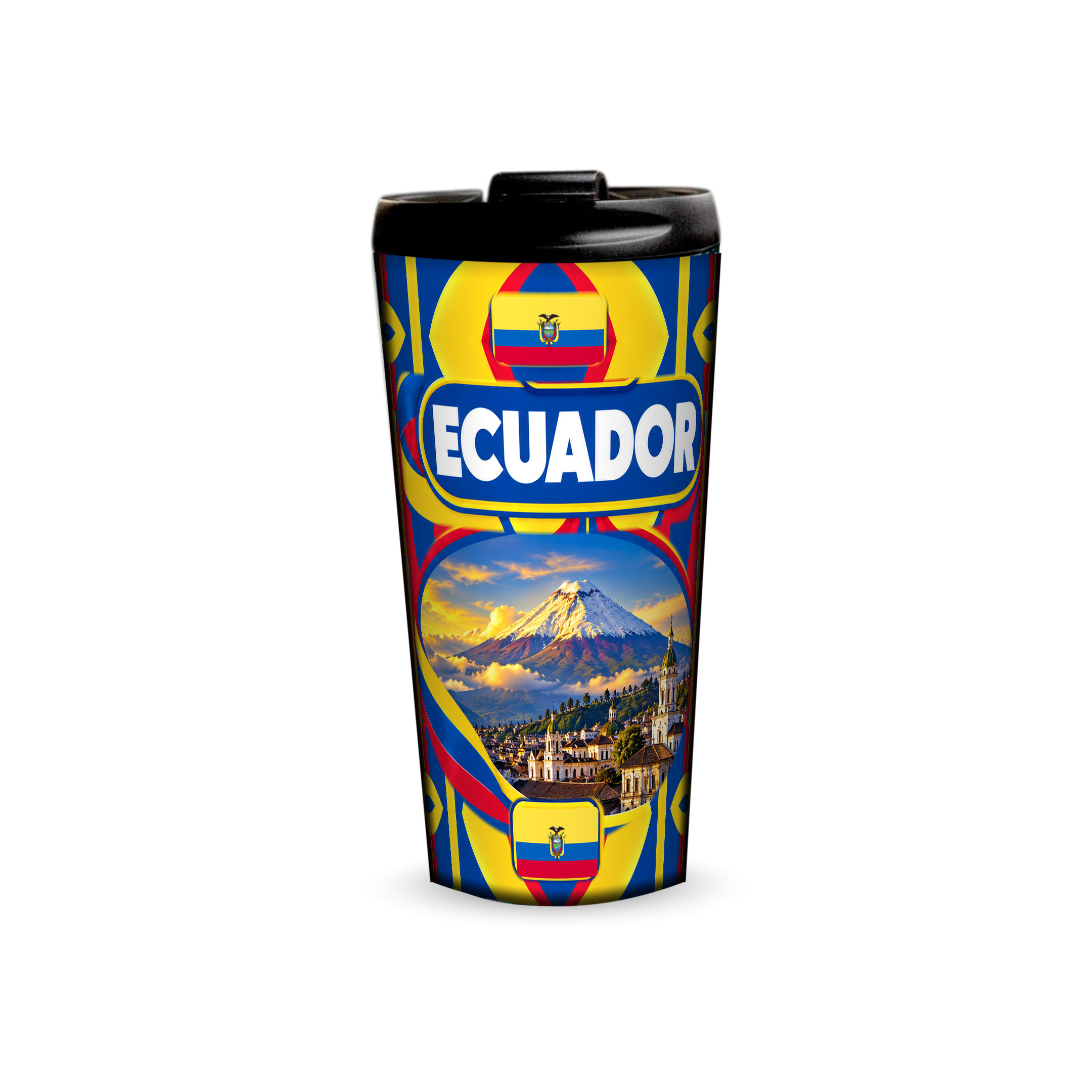 Ecuador 480ml tumbler front view with country design