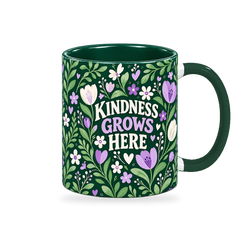 Emerald Folk Tulips Teacher Mug – 320ml — right view on a transparent background
