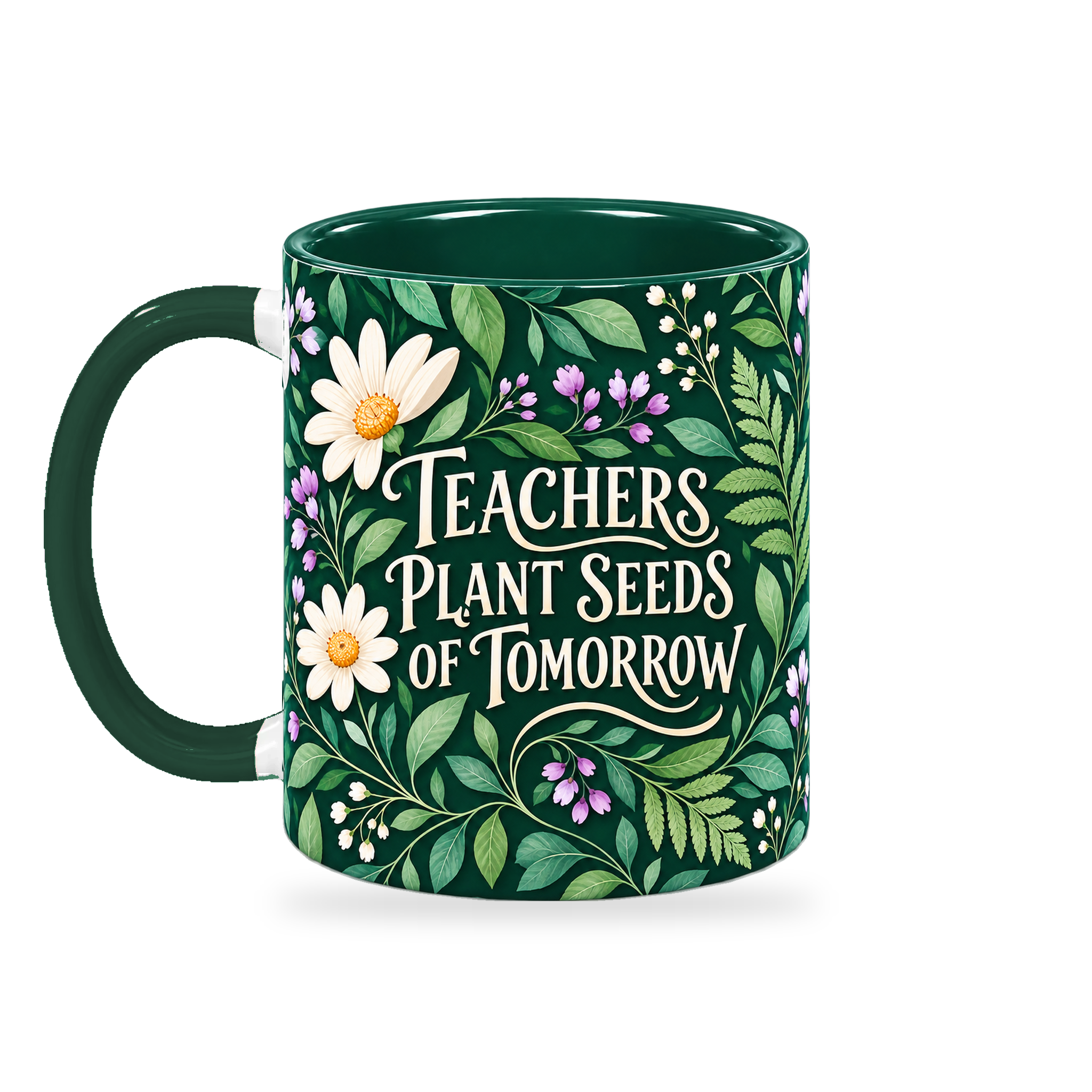 Emerald Growth Garden Teacher Mug – 320ml — left view on a transparent background