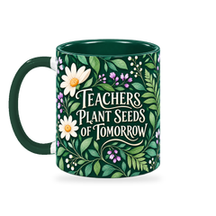 Emerald Growth Garden Teacher Mug – 320ml — left view on a transparent background