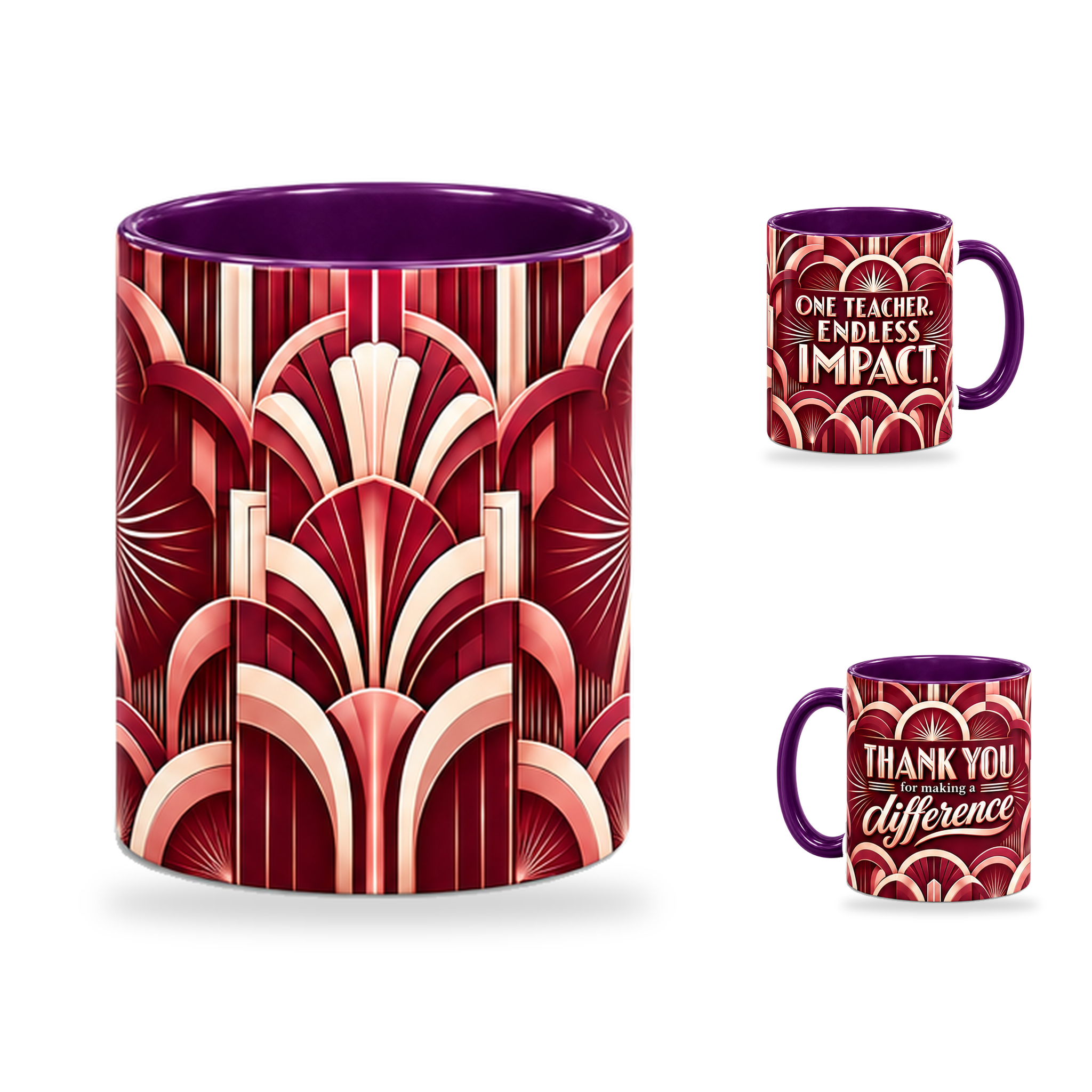 Endless Impact Mug – 320ml, Purple ceramic mug, centre-pattern of the Teacher’s Day artwork