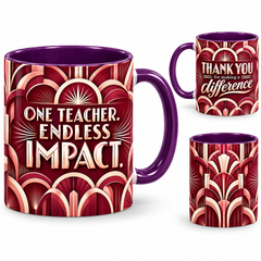 Endless Impact Mug – 320ml, purple ceramic mug, views of the full-wrap Teacher’s Day design