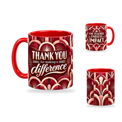 Endless Impact Mug – 320ml, Red ceramic mug, opposite-side of the Teacher’s Day artwork