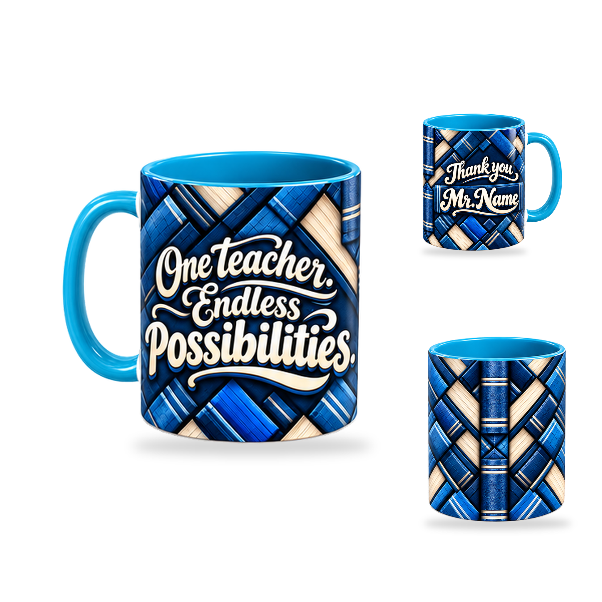 Endless Possibilities Mug – 320ml, Light Blue ceramic mug, opposite-side of the Teacher’s Day artwork