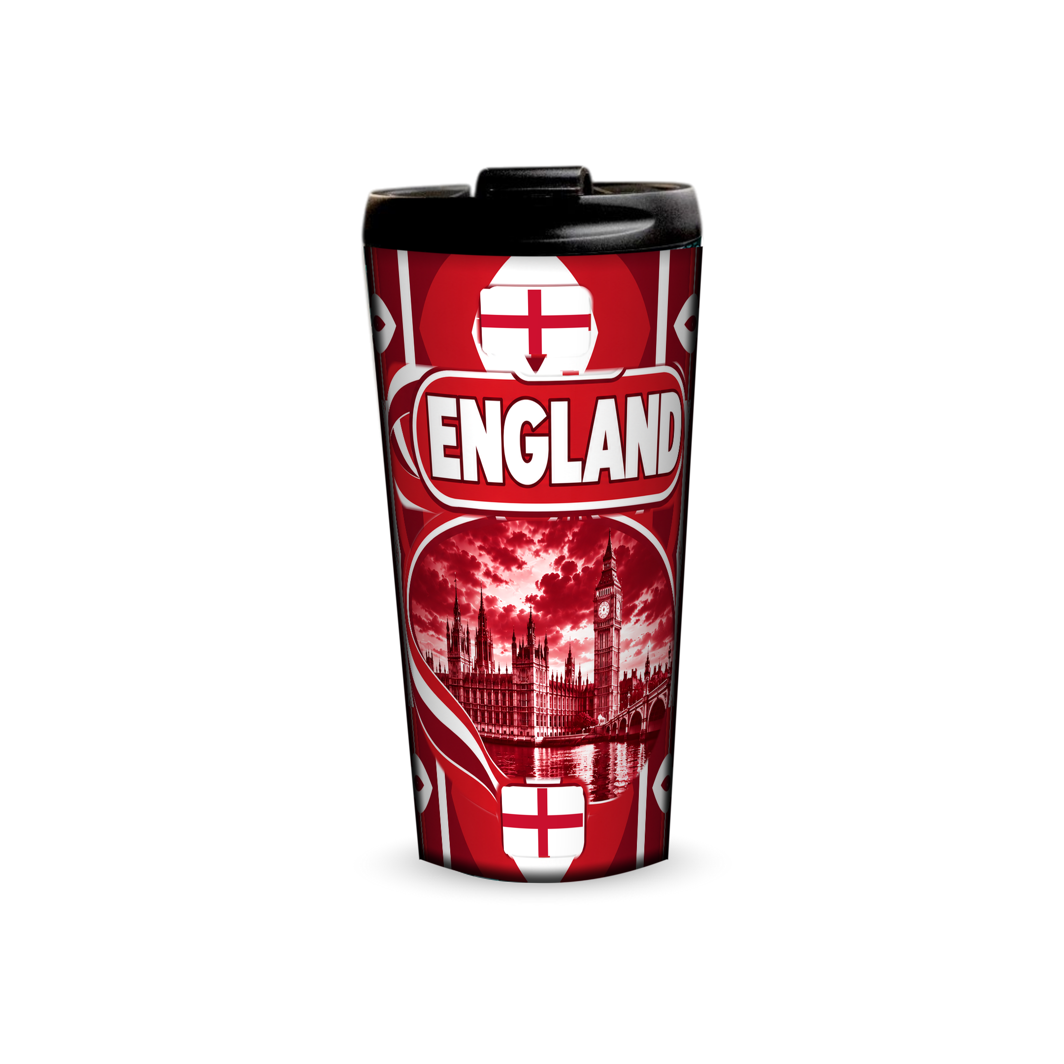 England 480ml tumbler front view with country design
