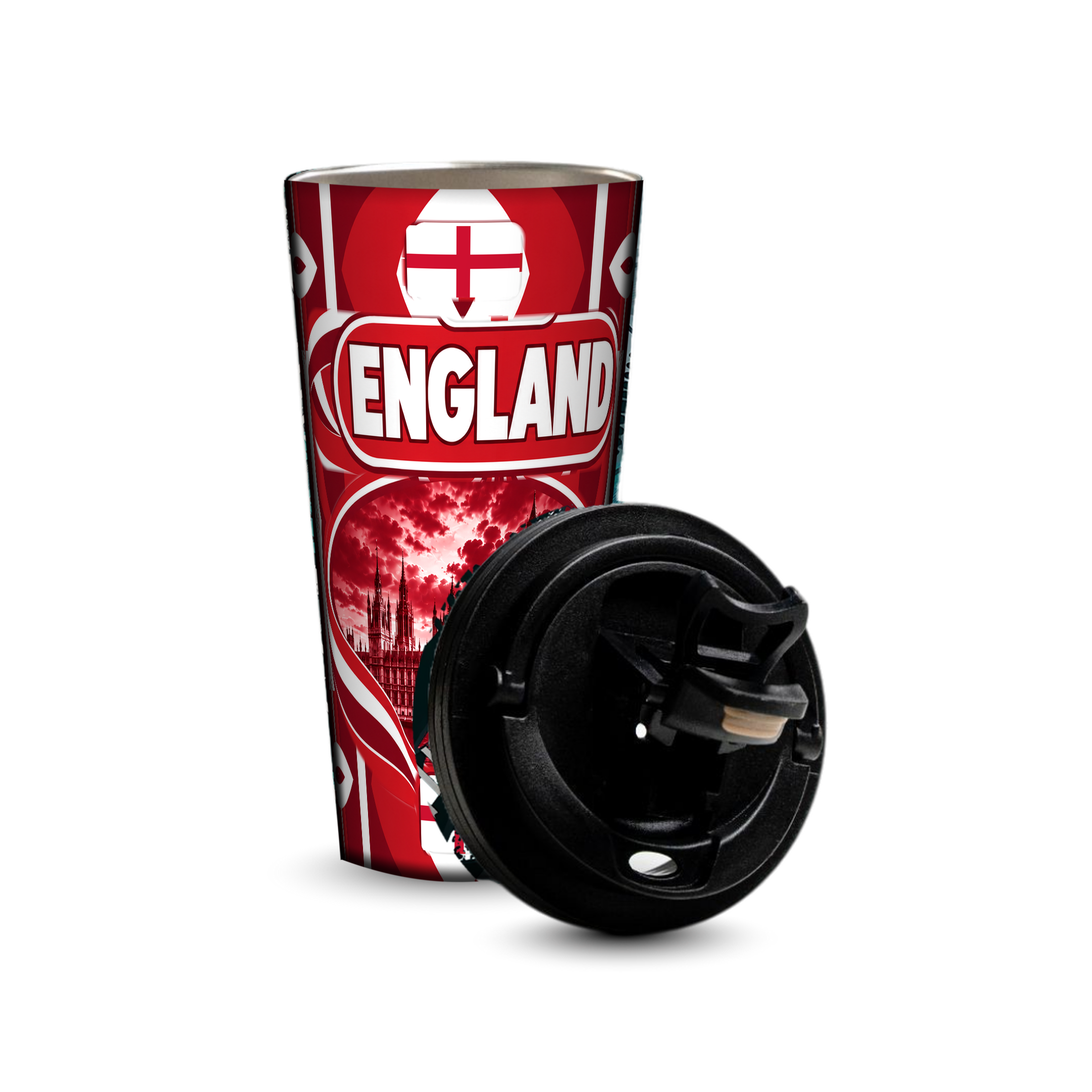 England 480ml tumbler with removable leak-proof lid