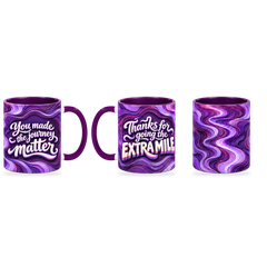 Extra Mile Mug – 320ml — right, left and front views together on a transparent background