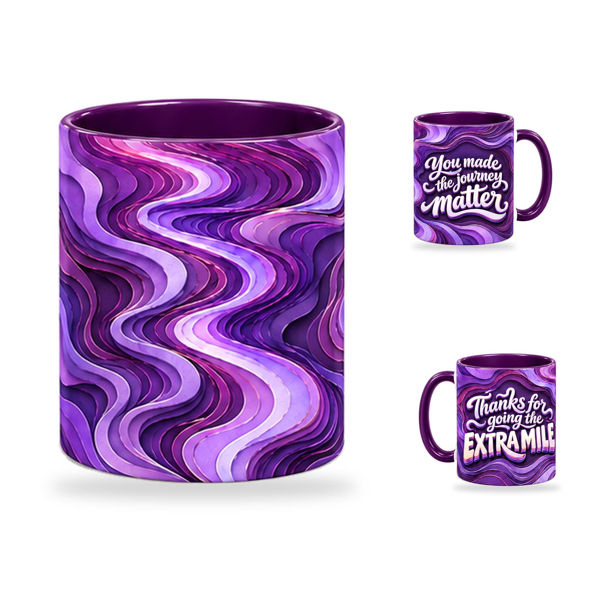 Extra Mile Mug – 320ml, Purple ceramic mug, centre-pattern of the Teacher’s Day artwork