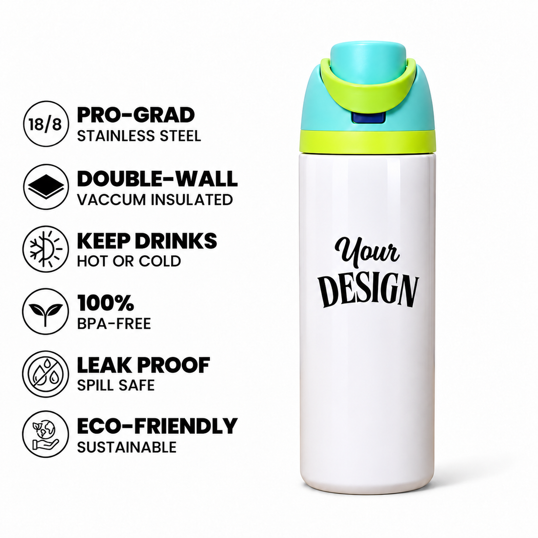 Light Blue-Yellow | 720ML | Custom FreeSip water bottle - benefits