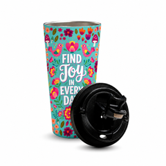 Find Joy 480ml Tumbler with open stainless steel rim and detached black lid