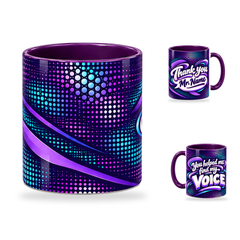 Find Your Voice Mug – 320ml, Purple ceramic mug, centre-pattern of the Teacher’s Day artwork