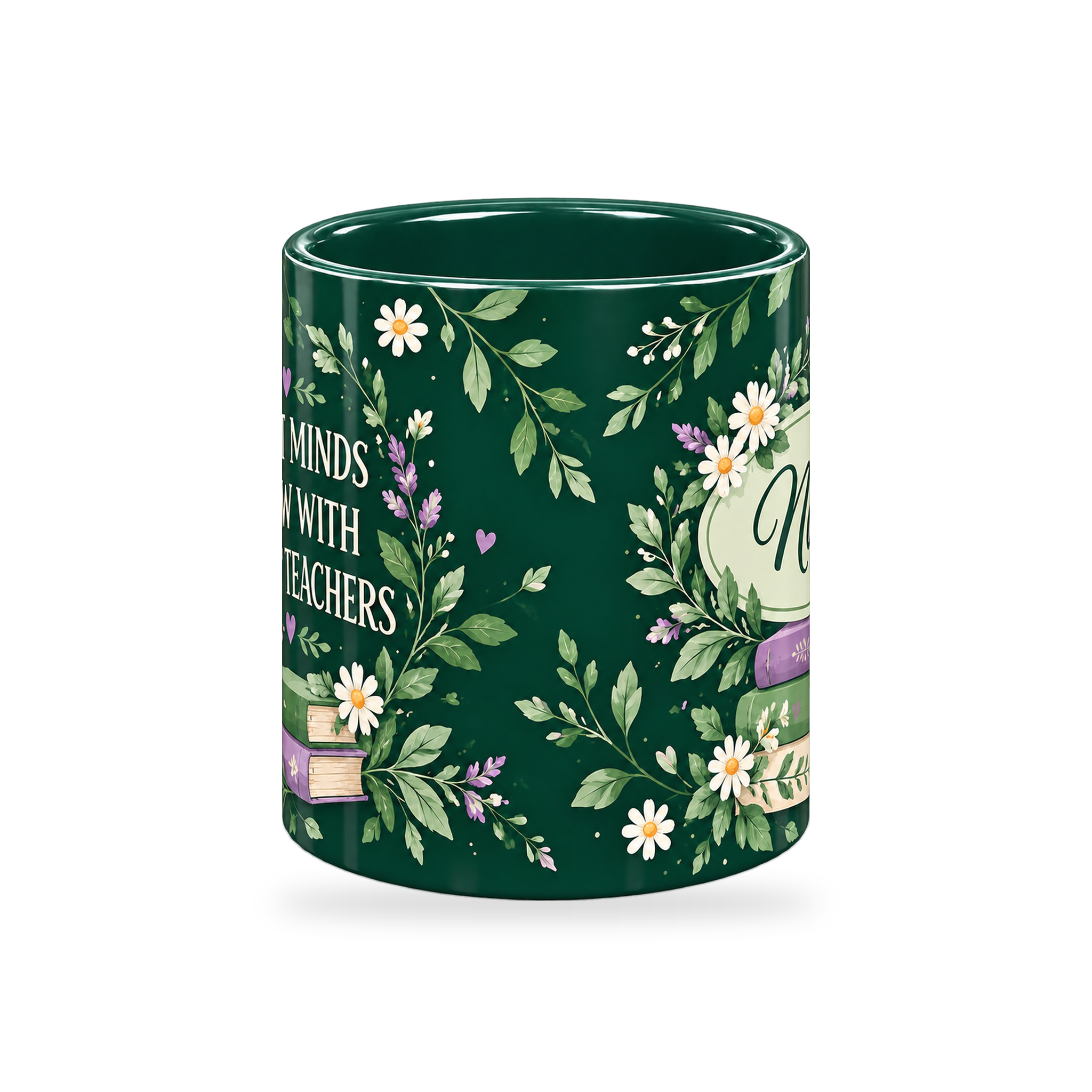Forest Book Garden Teacher Mug – 320ml — center view on a transparent background