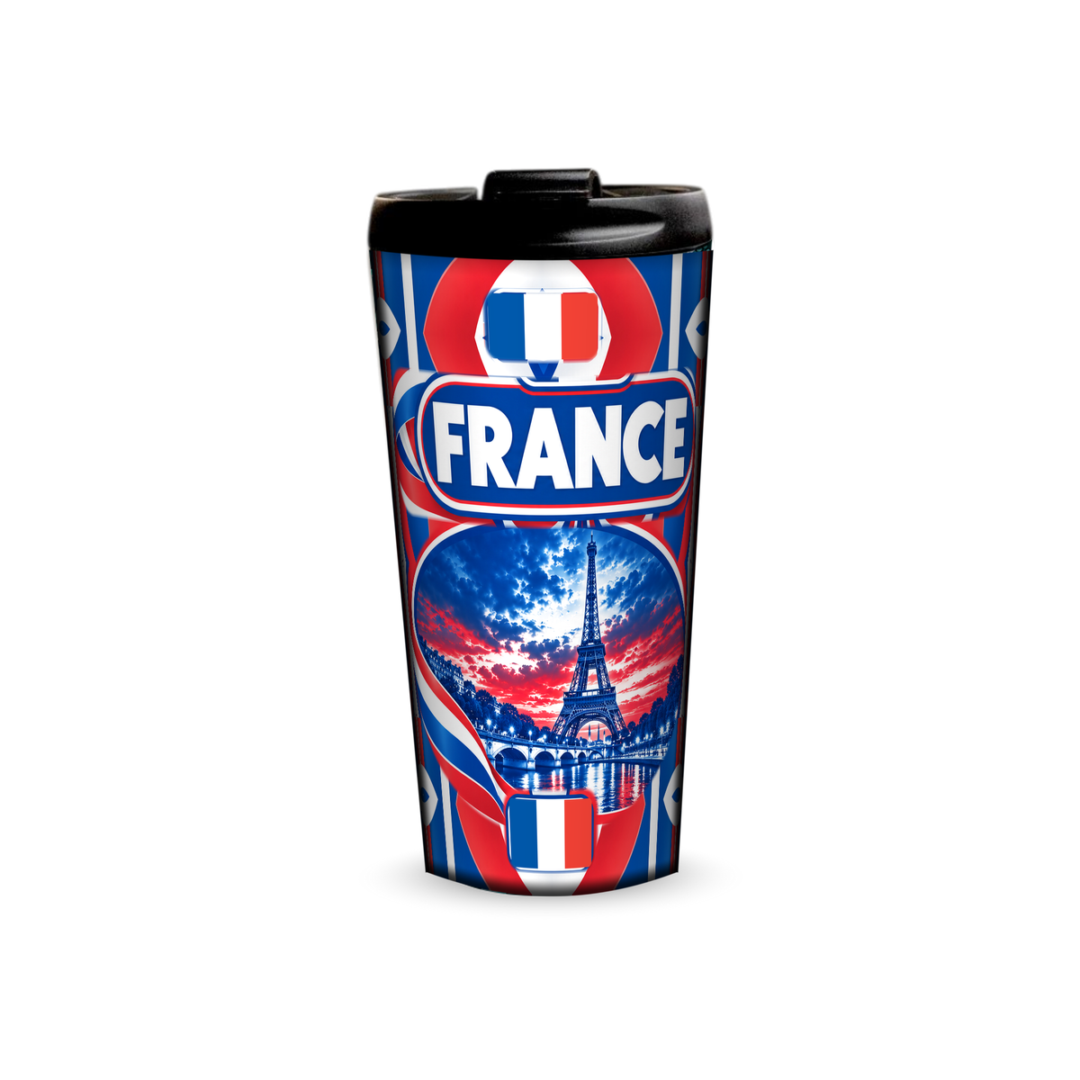 France 480ml tumbler front view with country design
