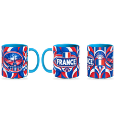 France Mug – 320ml — right, left and front views together on a transparent background