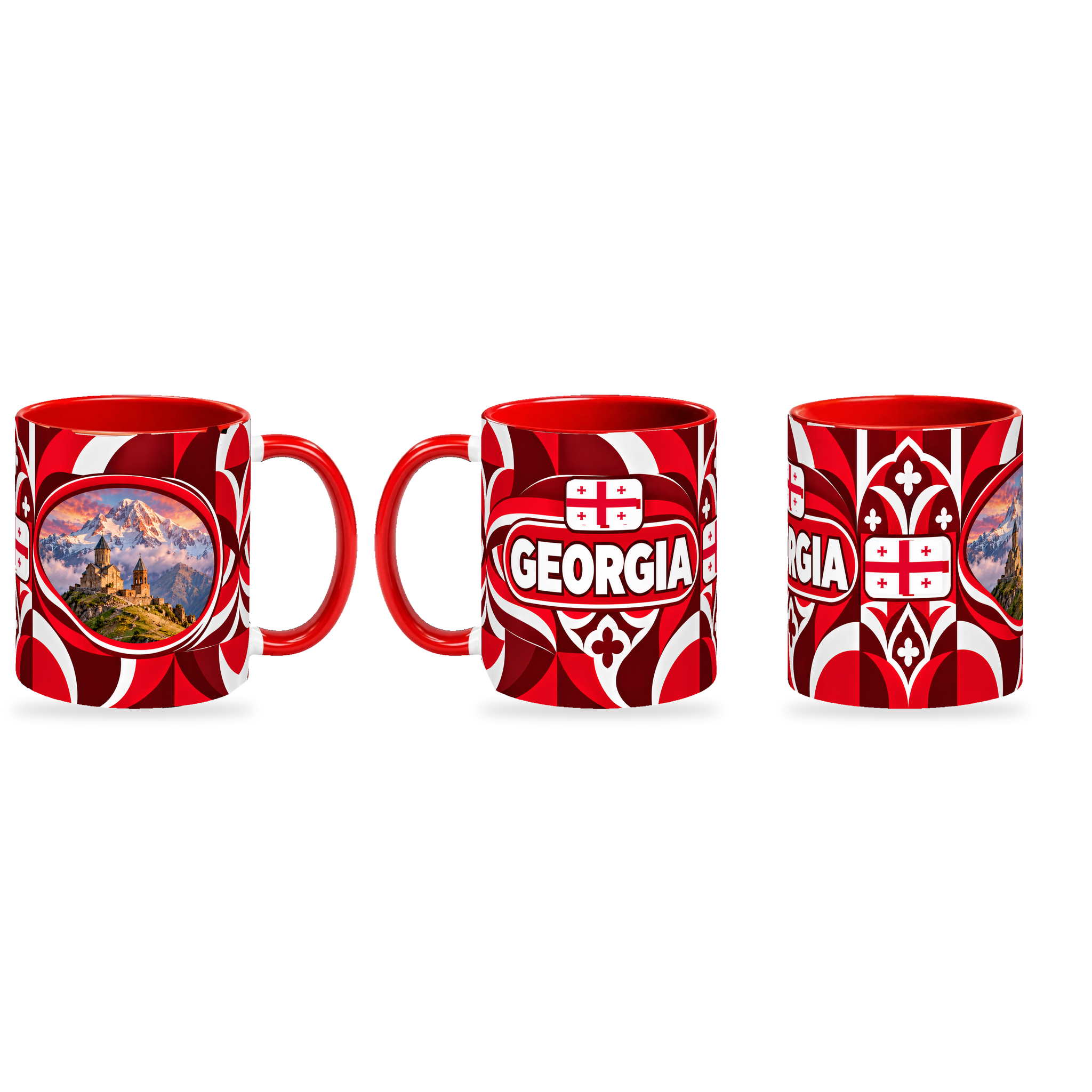 Georgia Mug – 320ml — three matching angles together on a white background with a soft shadow