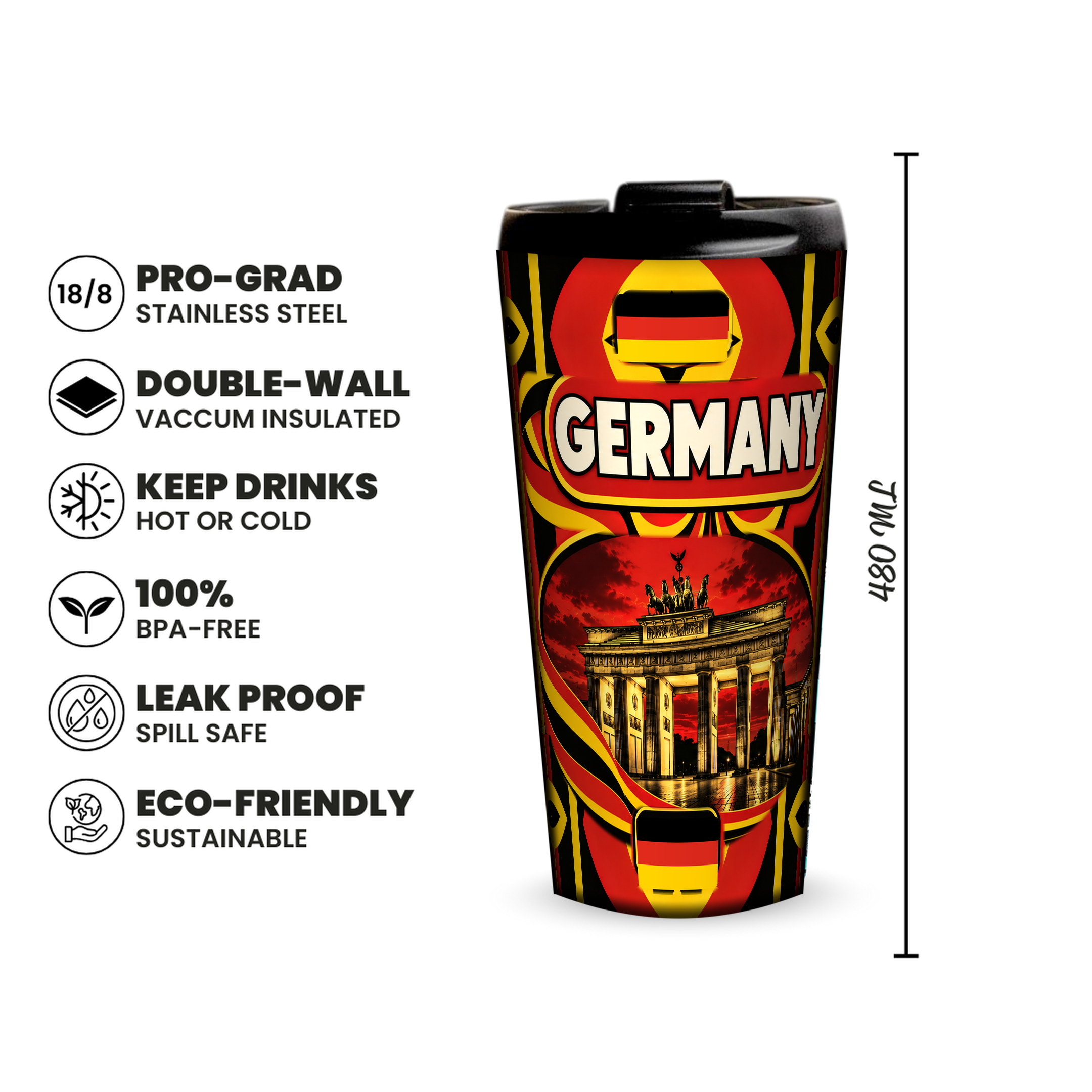 Germany 480ml insulated tumbler features and size