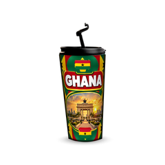 Ghana 480ml tumbler with reusable straw