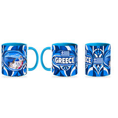 Greece Mug – 320ml — three matching angles together on white with a soft shadow