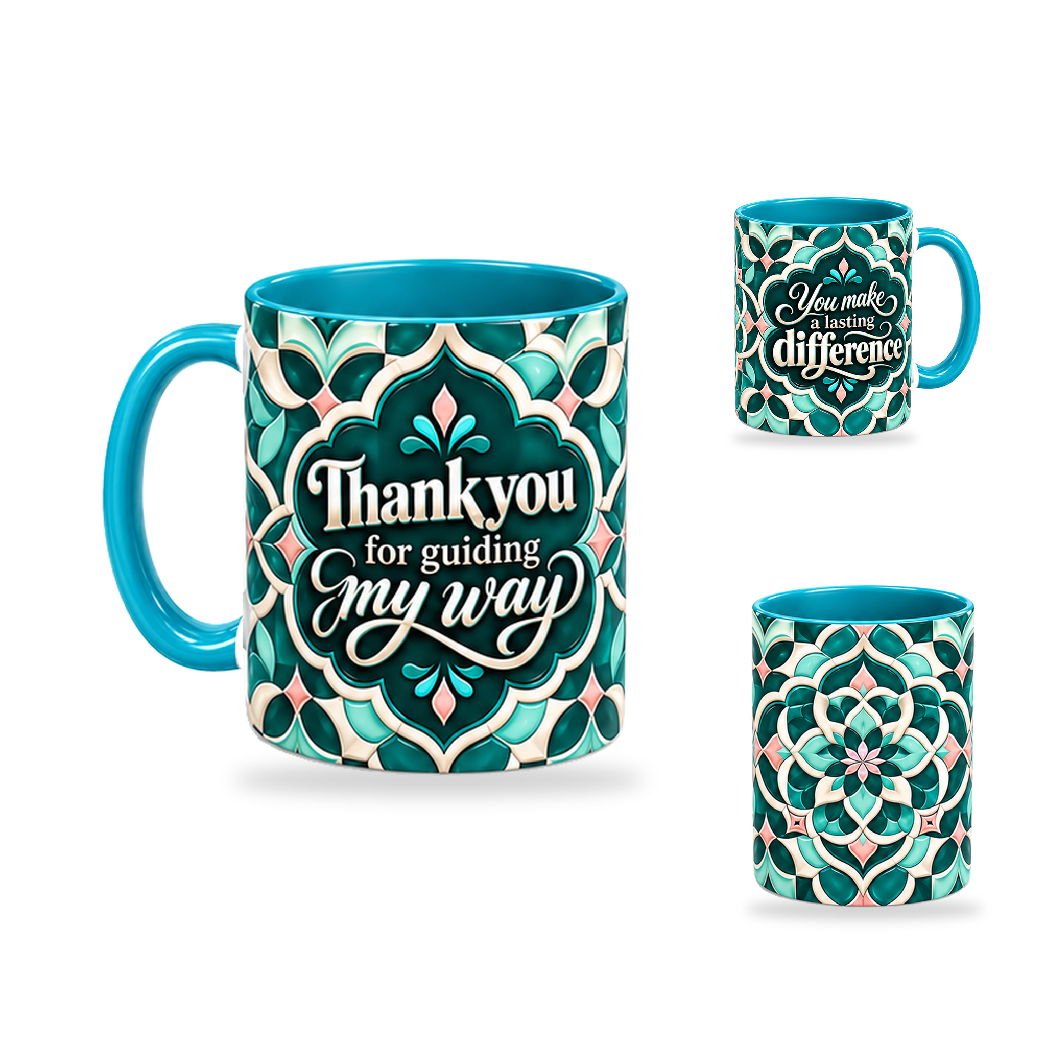 Guiding My Way Mug – 320ml, Teal ceramic mug, opposite-side of the Teacher’s Day artwork