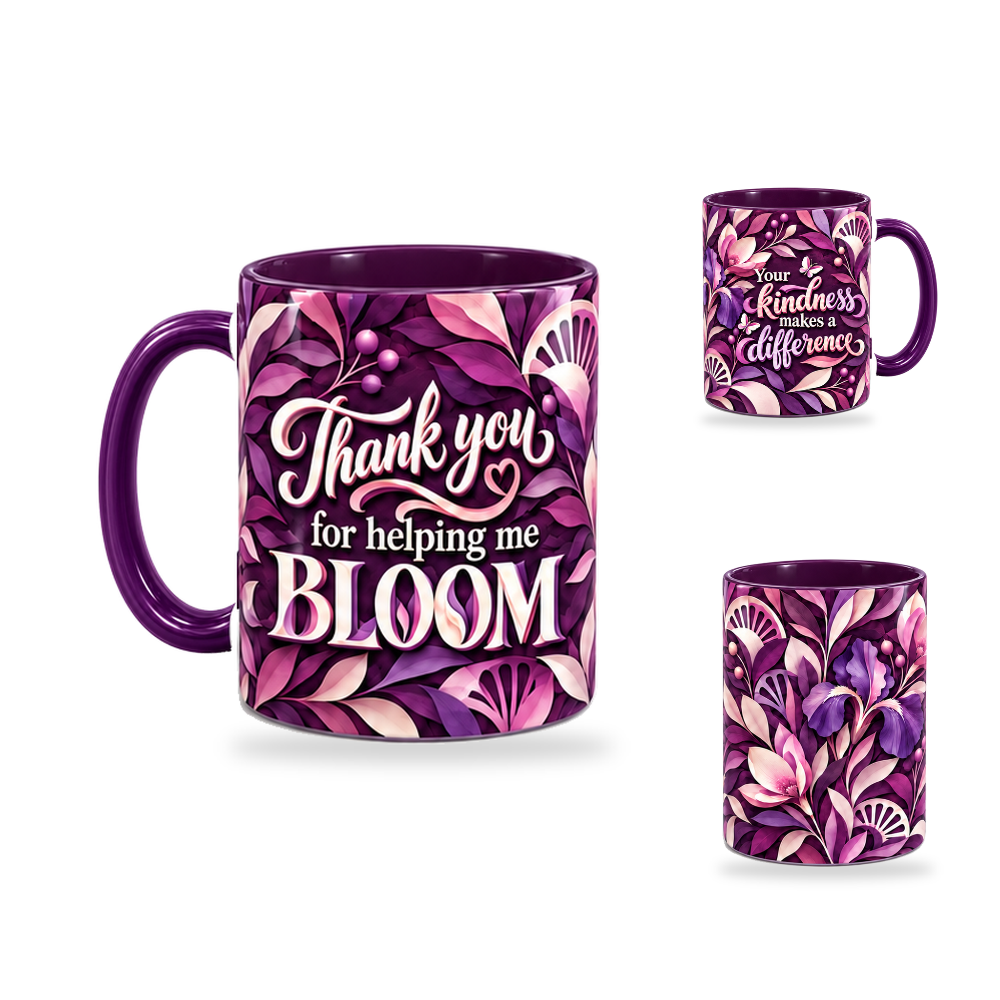 Helping Me Bloom Mug – 320ml, Purple ceramic mug, opposite-side of the Teacher’s Day artwork