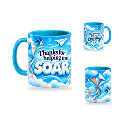 Helping Me Soar Mug – 320ml, Light Blue ceramic mug, opposite-side of the Teacher’s Day artwork