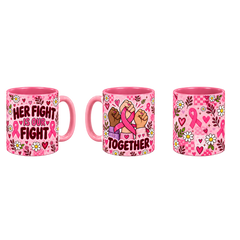 Her Fight, Our Love Pinktober Mug – Pink, 320ml, three-view overview