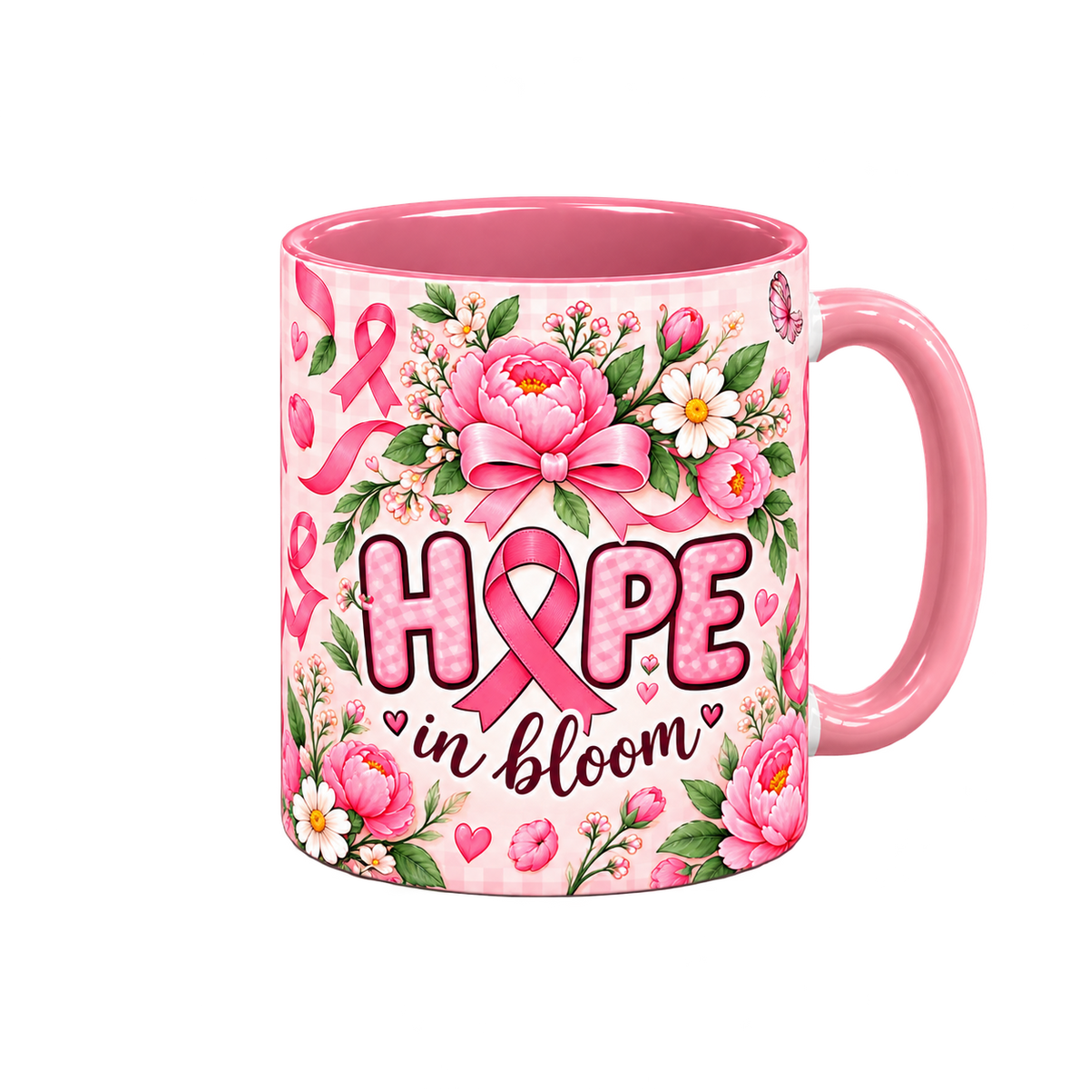 Hope Garden Pinktober Mug – Pink, 320ml, right handle view