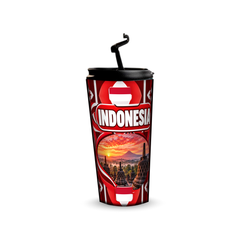 Indonesia 480ml tumbler with reusable straw